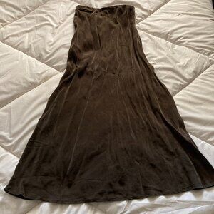 OZMA Grace Slip Skirt in Walnut Japanese Cupro (Small) - Like New Condition